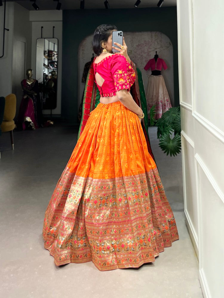 Paithani lehenga choli with Zari weaving work Jacquard fabric