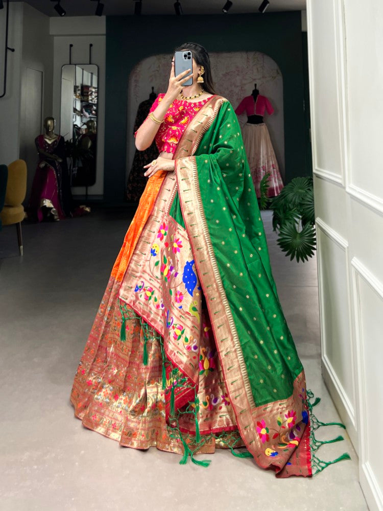 Paithani lehenga choli with Zari weaving work Jacquard fabric