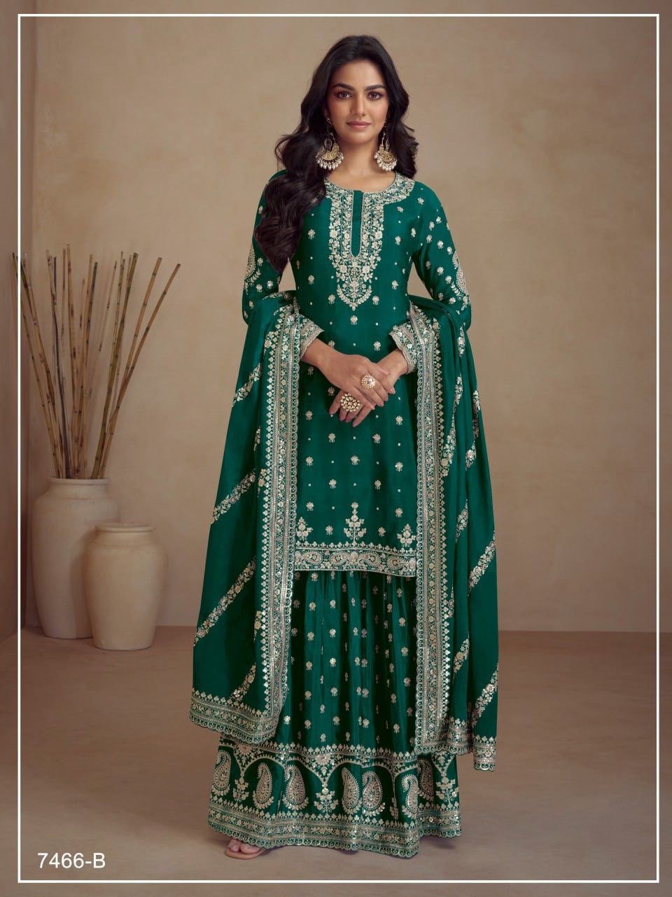 Pakistani Sharara Suit Jimmy Cho Fabric with Embroidered work Sharara Set for women