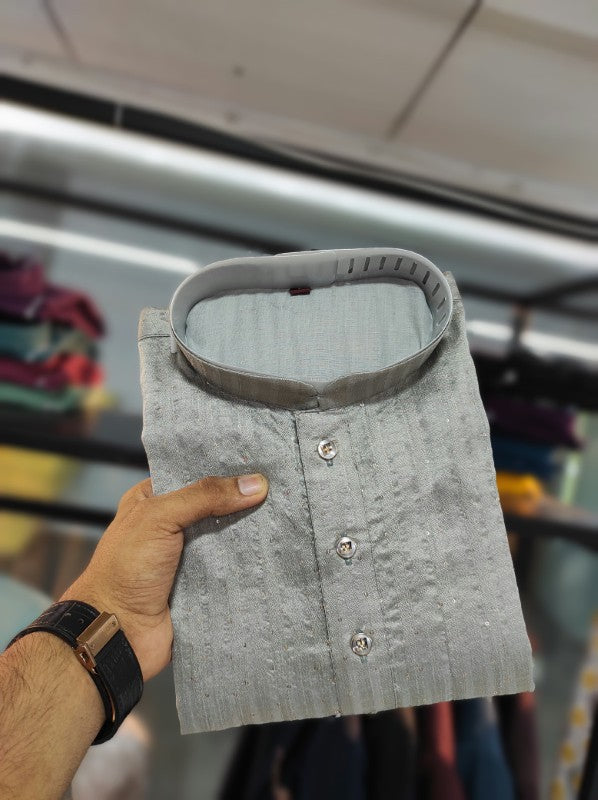 Kurta Pajama on Jacquard Silk Fabric with Buti Work with Cotton Inner