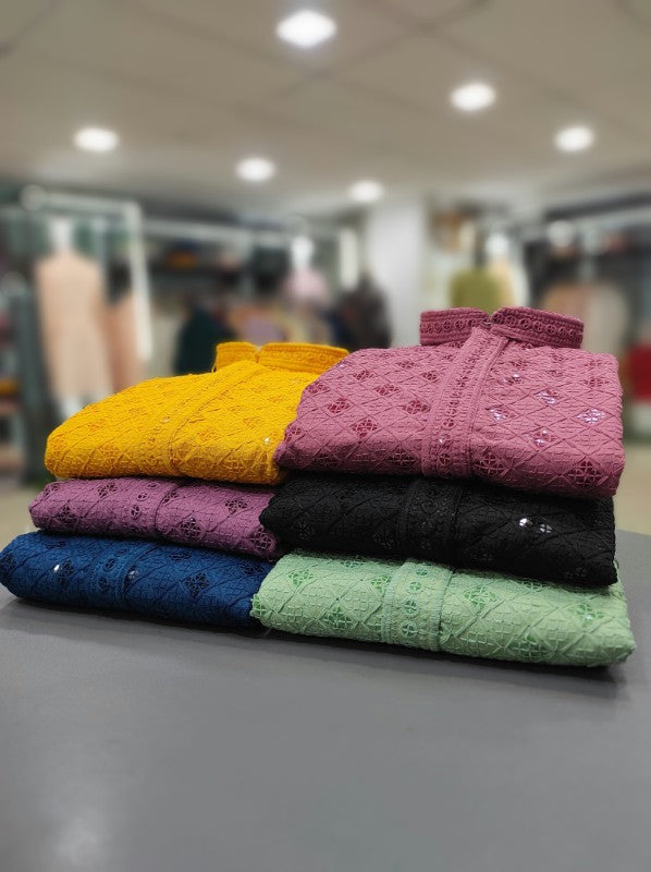 Heavy Rayon Fabric with Lakhnawi and sequence work Kurta Pajama