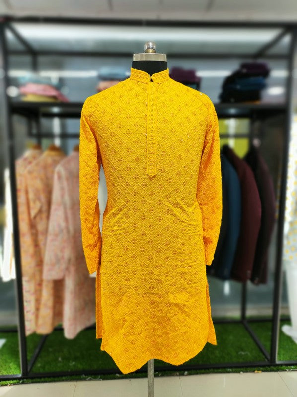 Heavy Rayon Fabric with Lakhnawi and sequence work Kurta Pajama