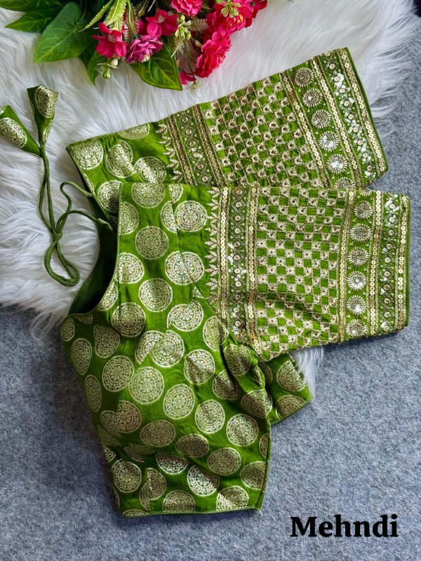 Silk Blouse for Women Sequence with Embroidery work on Sleeves