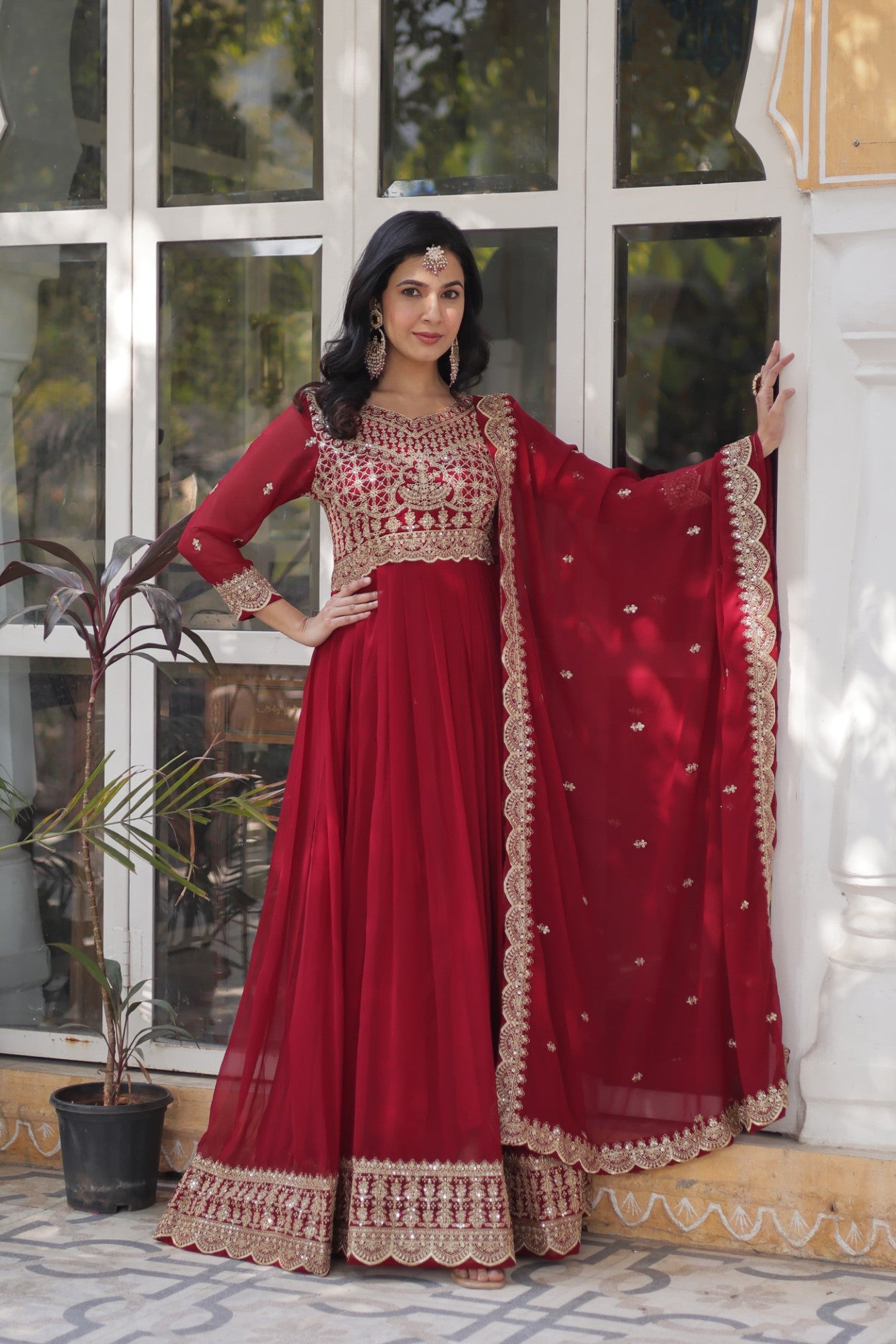 Readymade Gown with Dupatta Set Party wear