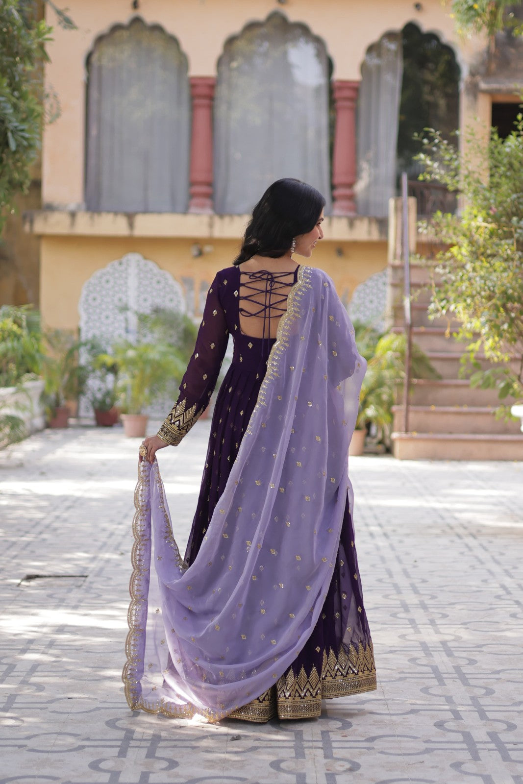 Faux blooming with Embroidery zari sequins gown Pakistani style Anarkali dress