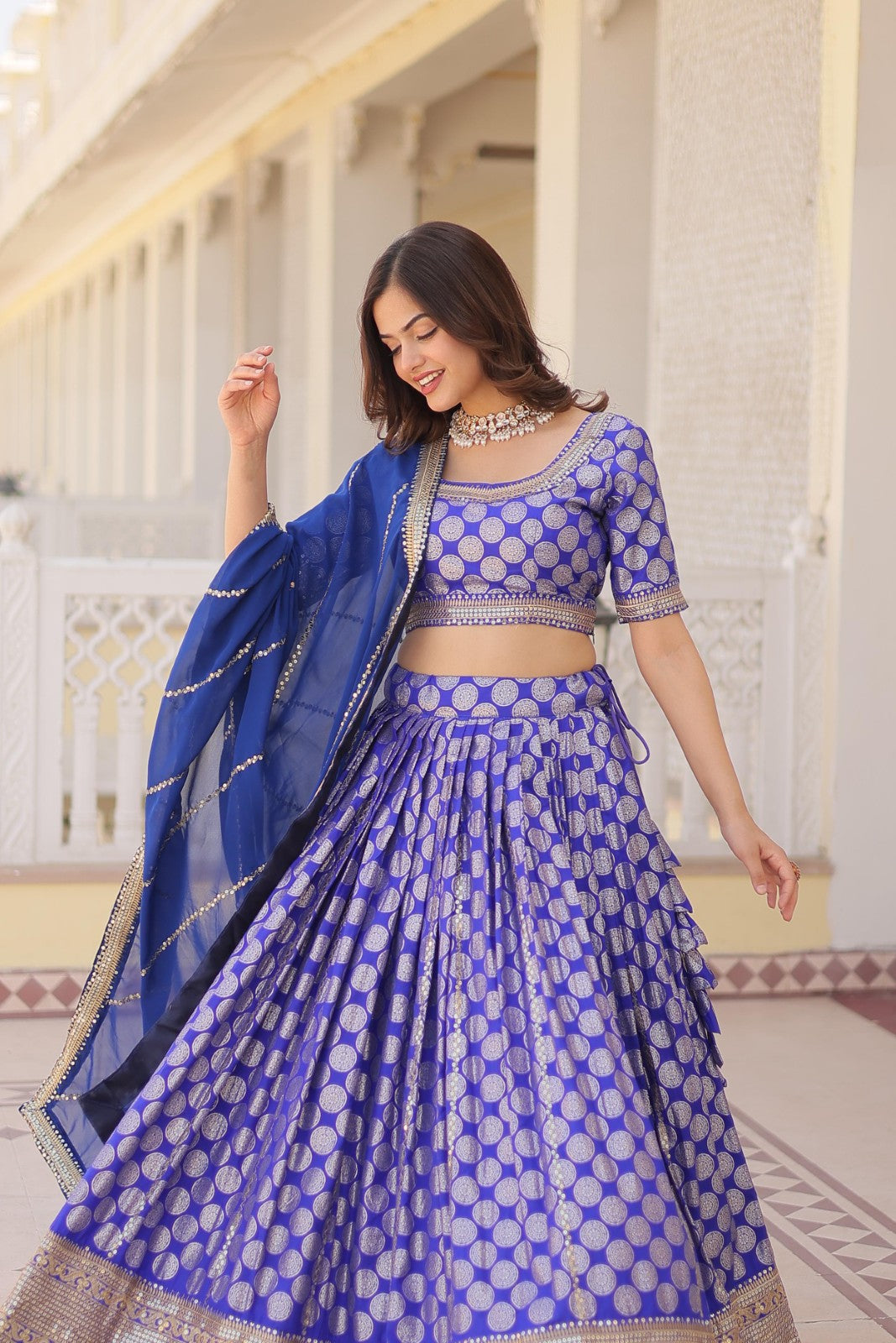 Ethnic wear lehenga choli Viscose jacquard with Embroidered sequins work lehenga