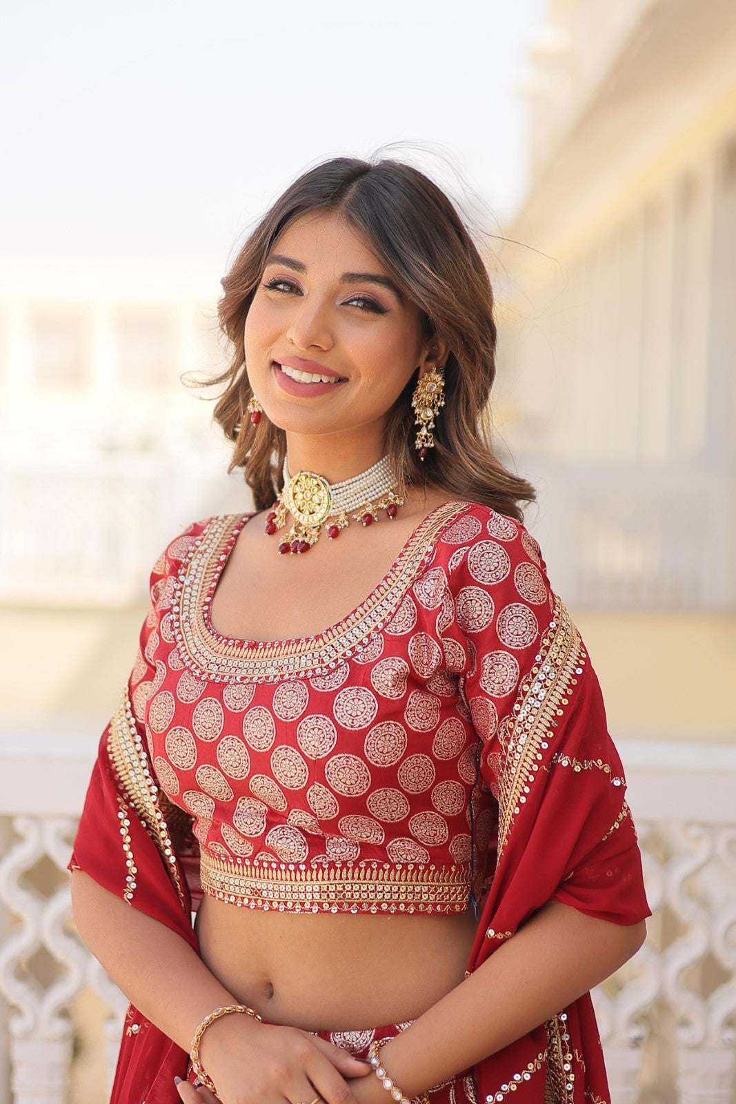 Ethnic wear lehenga choli Viscose jacquard with Embroidered sequins work lehenga