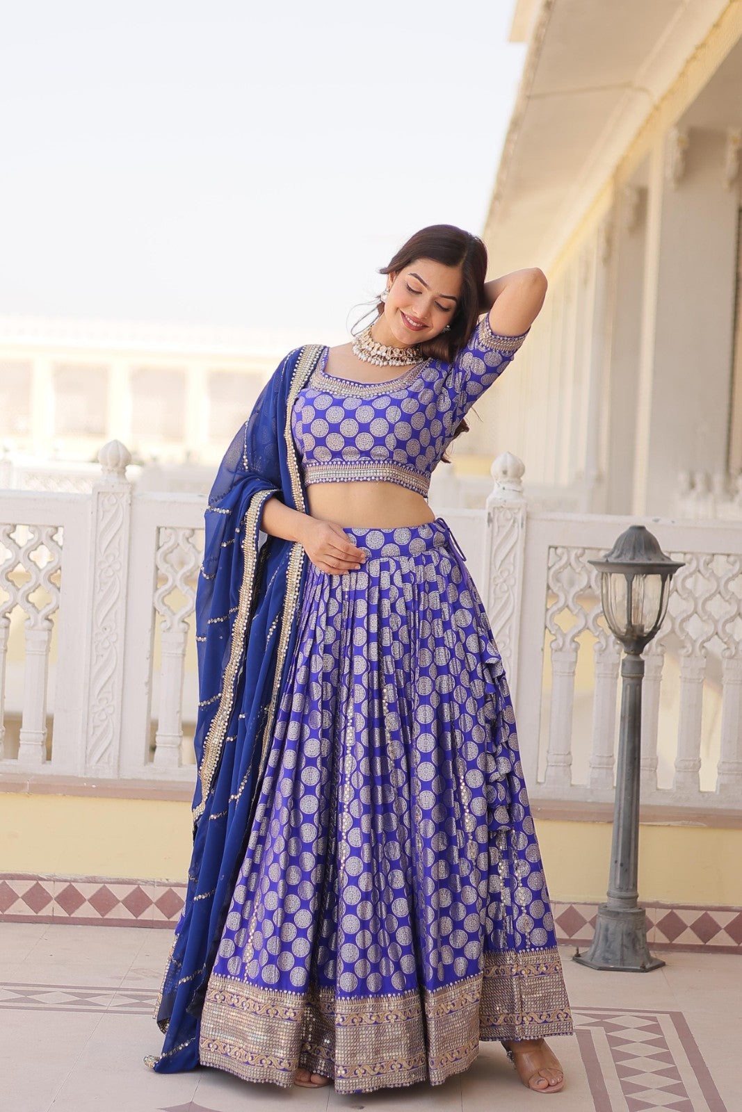 Ethnic wear lehenga choli Viscose jacquard with Embroidered sequins work lehenga