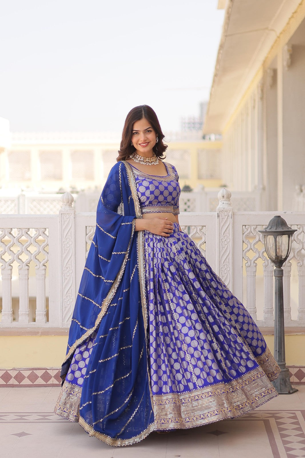 Ethnic wear lehenga choli Viscose jacquard with Embroidered sequins work lehenga