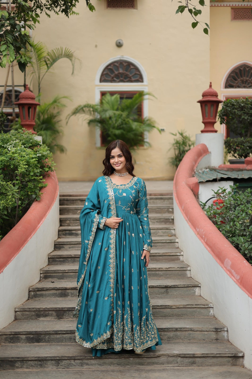 kurta set with Sharara Chinon with Sequins embroidered work Readymade kurta set