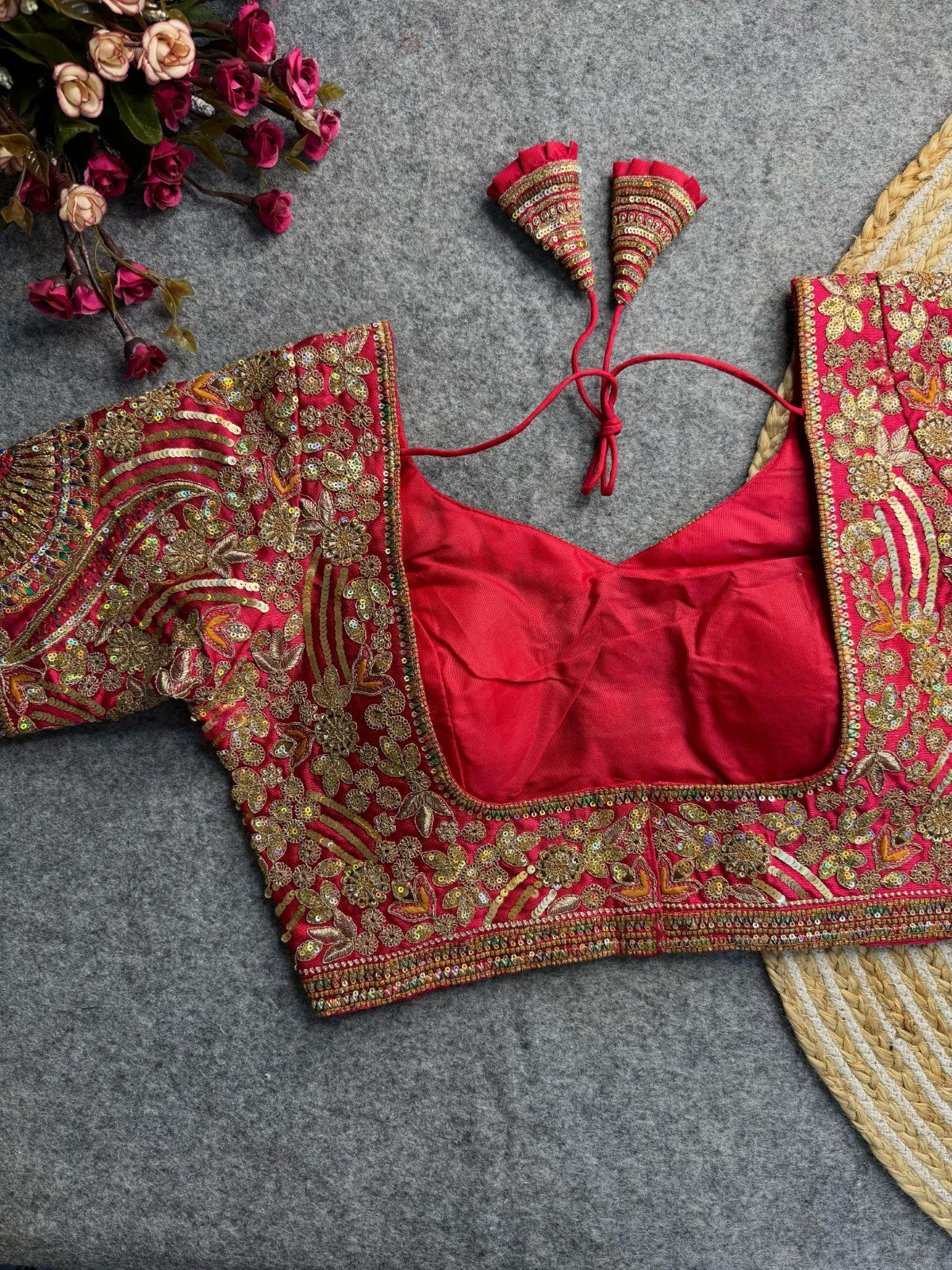 Pure soft Italian silk Embroidered with Sequins work Padded Readymade blouse