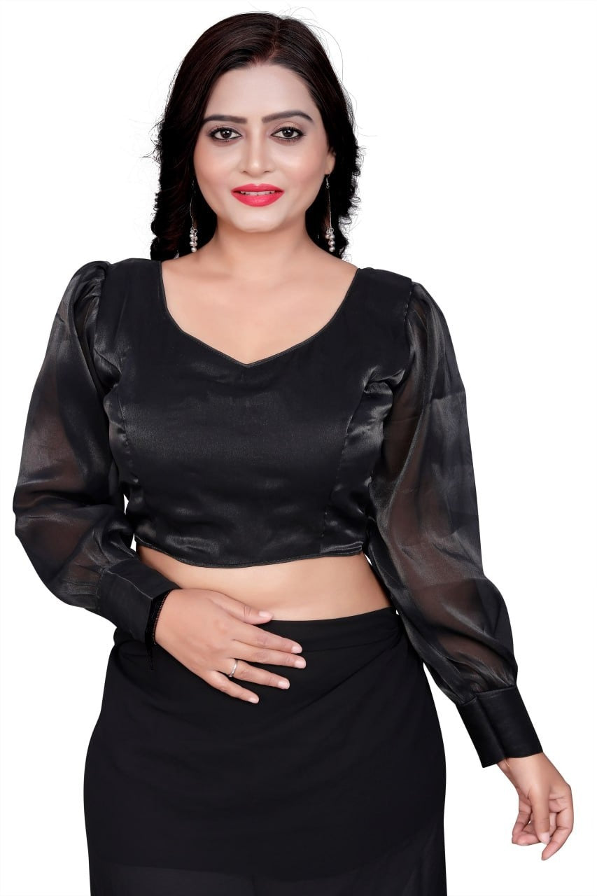 Readymade Long sleeves Padded Pure silk fabric Saree blouse