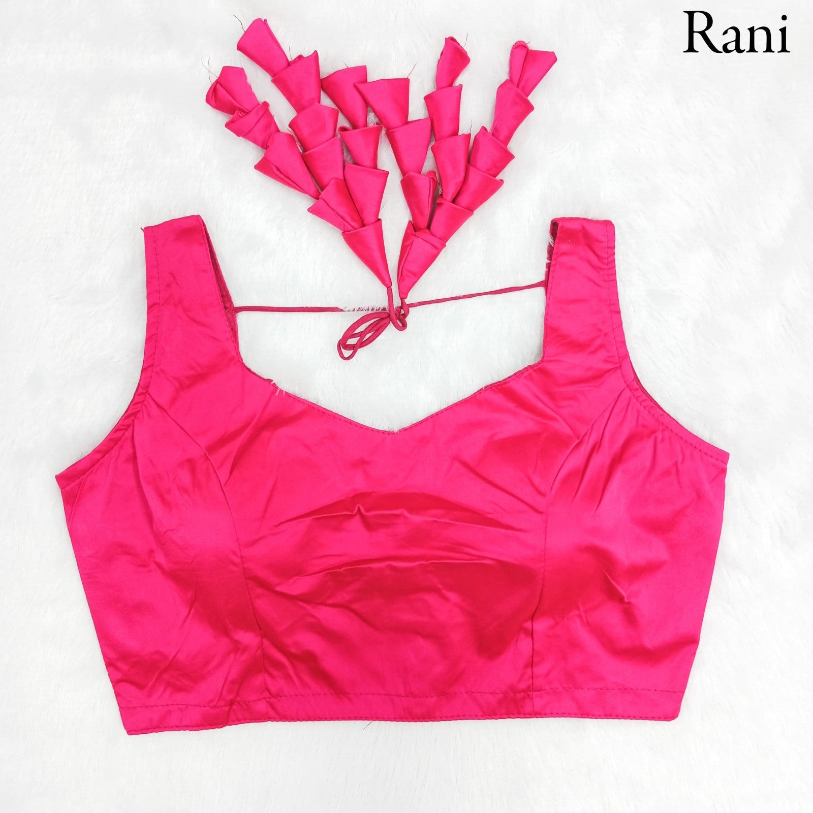 Western style sleeveless Padded Imported malai silk fabric with Fancy Jhumka blouse
