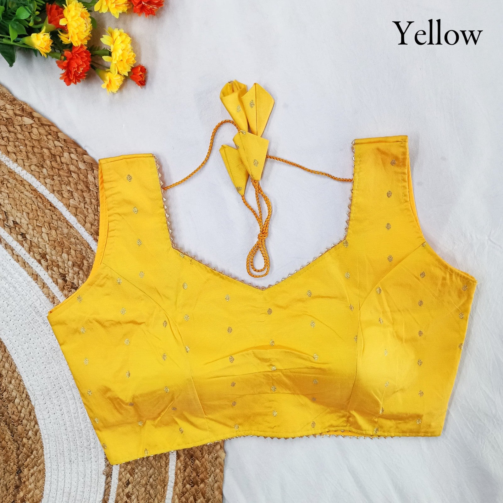 Readymade Tapeta silk Weaving zari butti work Padded Sleeveless Blouse
