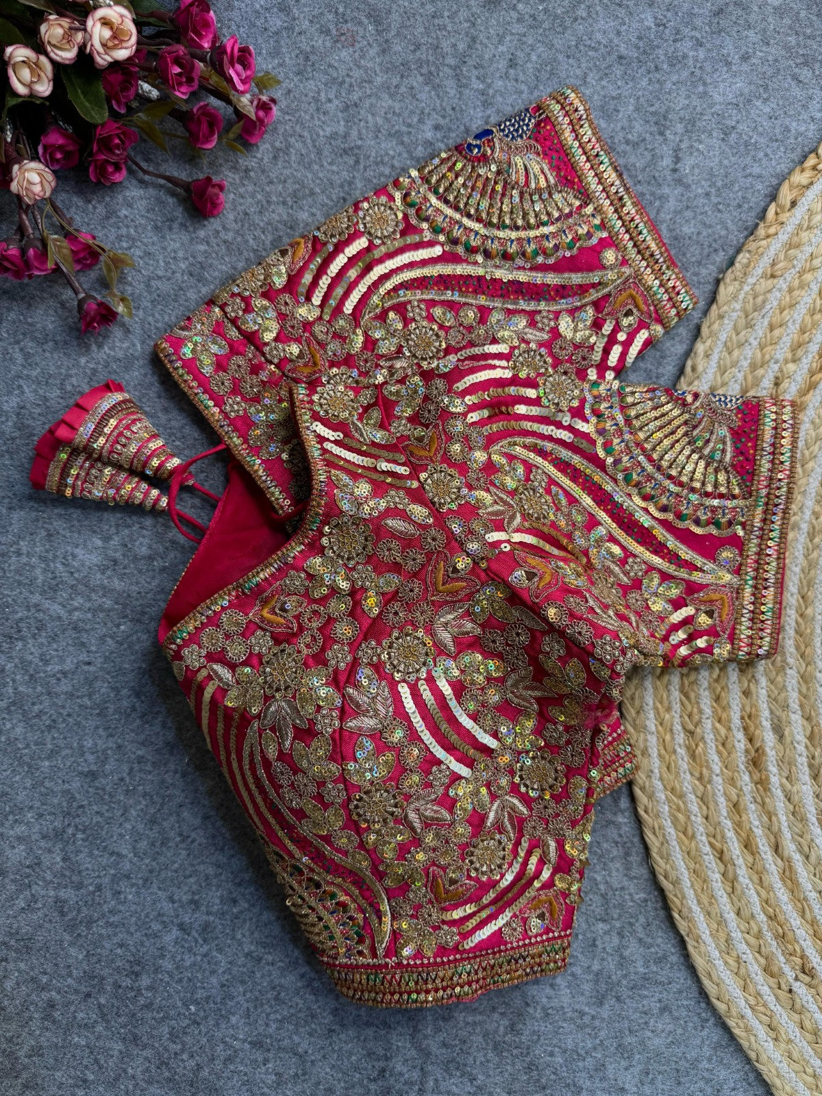 Pure soft Italian silk Embroidered with Sequins work Padded Readymade blouse