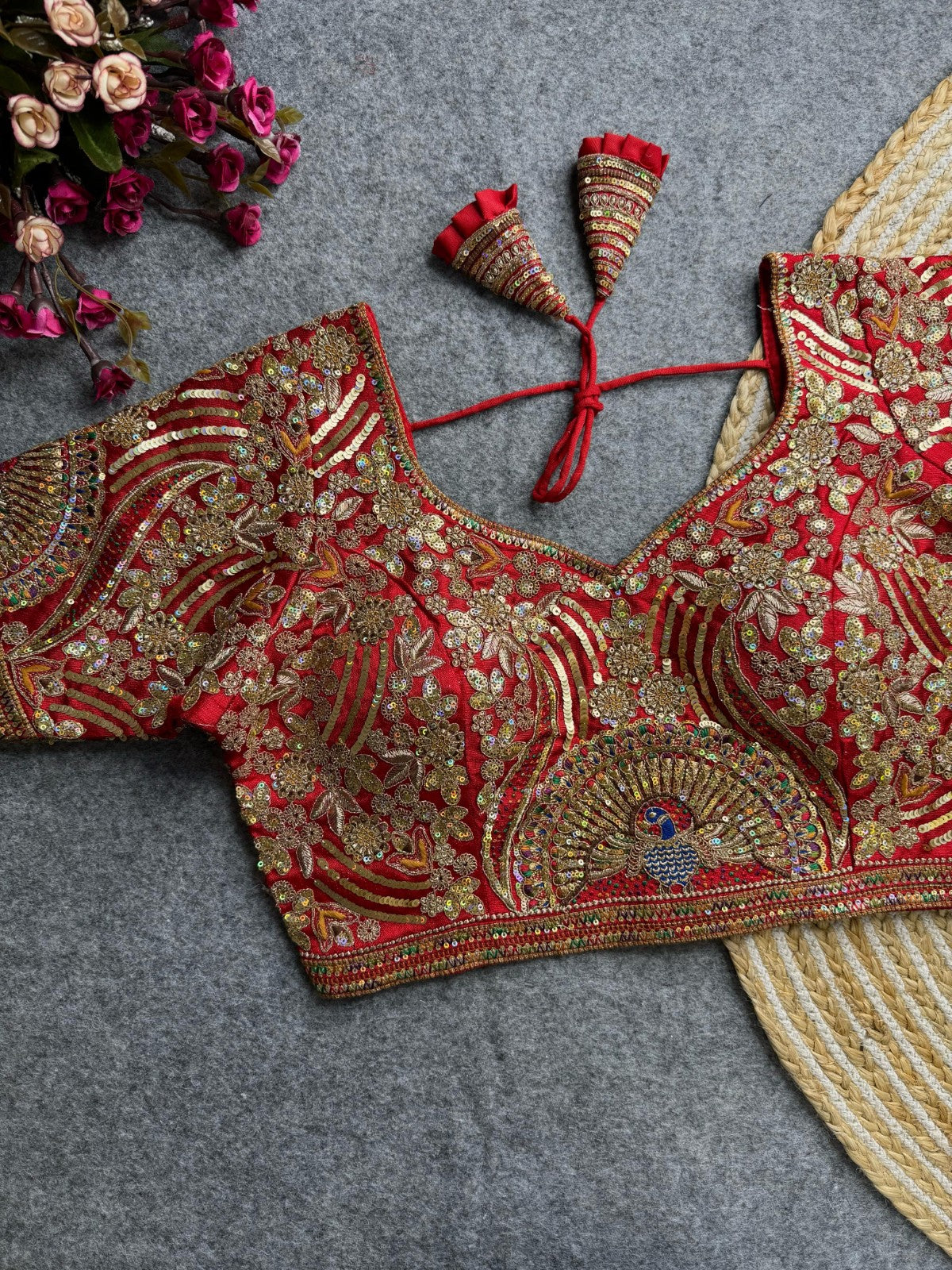 Pure soft Italian silk Embroidered with Sequins work Padded Readymade blouse