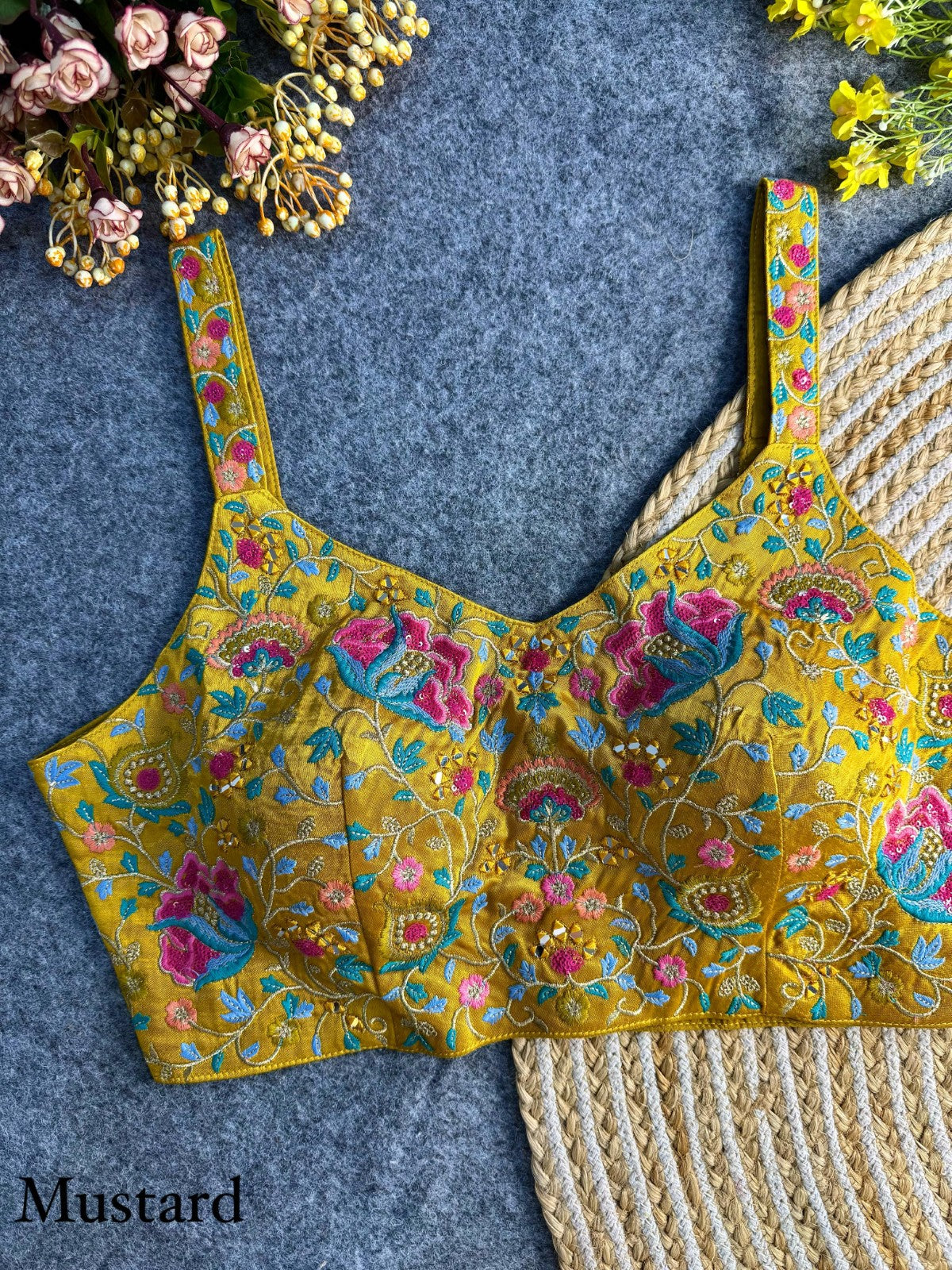 Designer Sleeveless Embroidered blouse Gajji silk Sequins work top Blouse