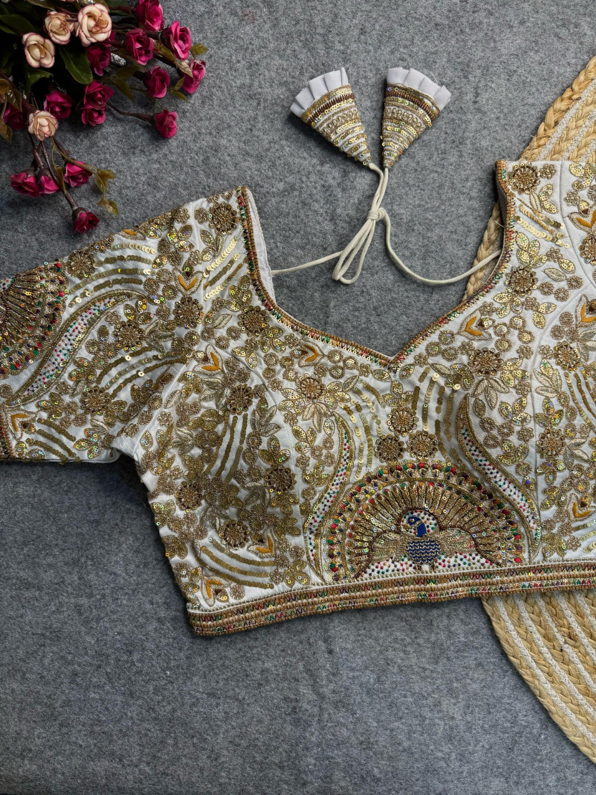 Pure soft Italian silk Embroidered with Sequins work Padded Readymade blouse