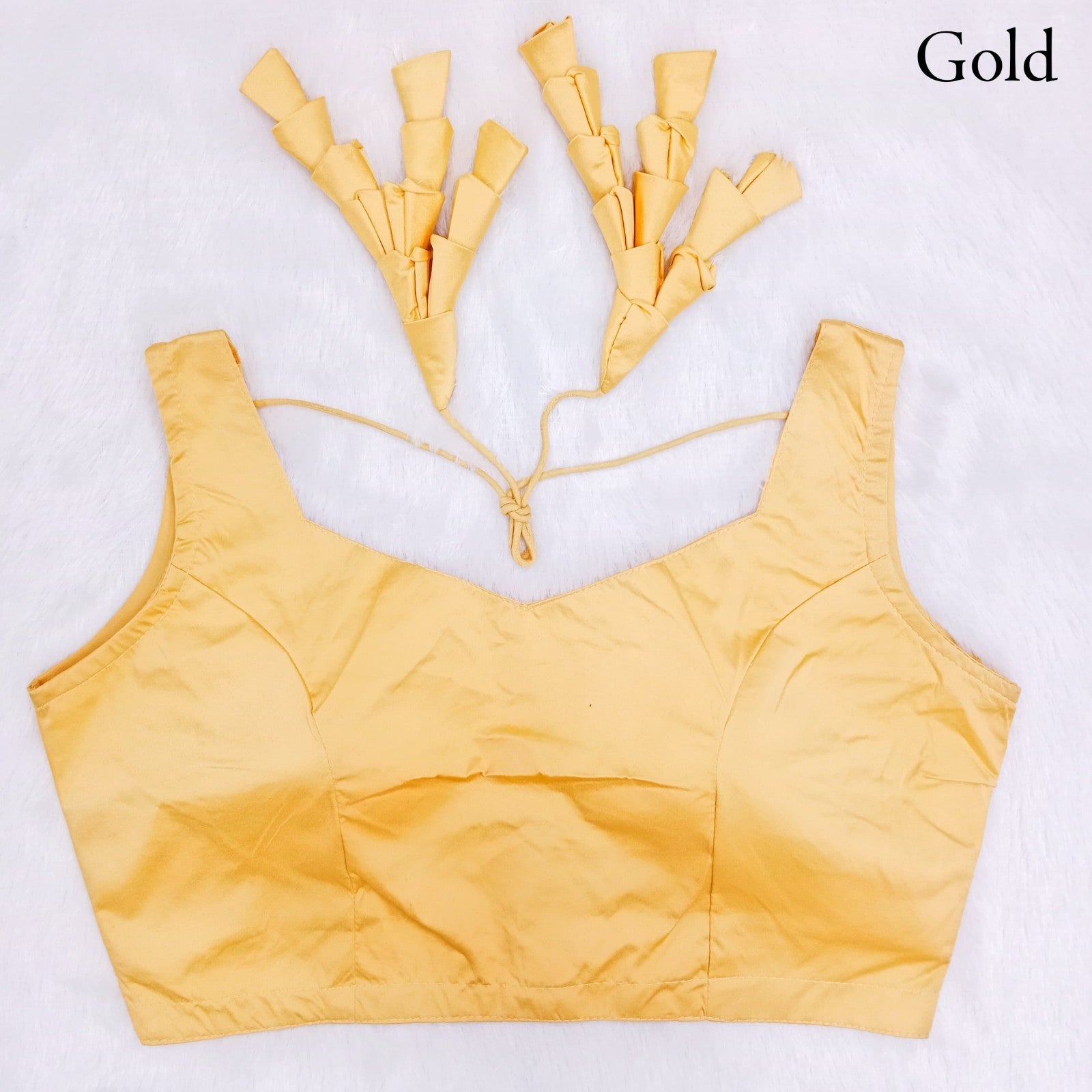 Western style sleeveless Padded Imported malai silk fabric with Fancy Jhumka blouse