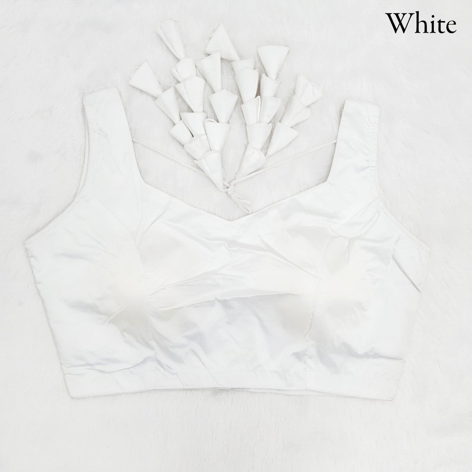Western style sleeveless Padded Imported malai silk fabric with Fancy Jhumka blouse