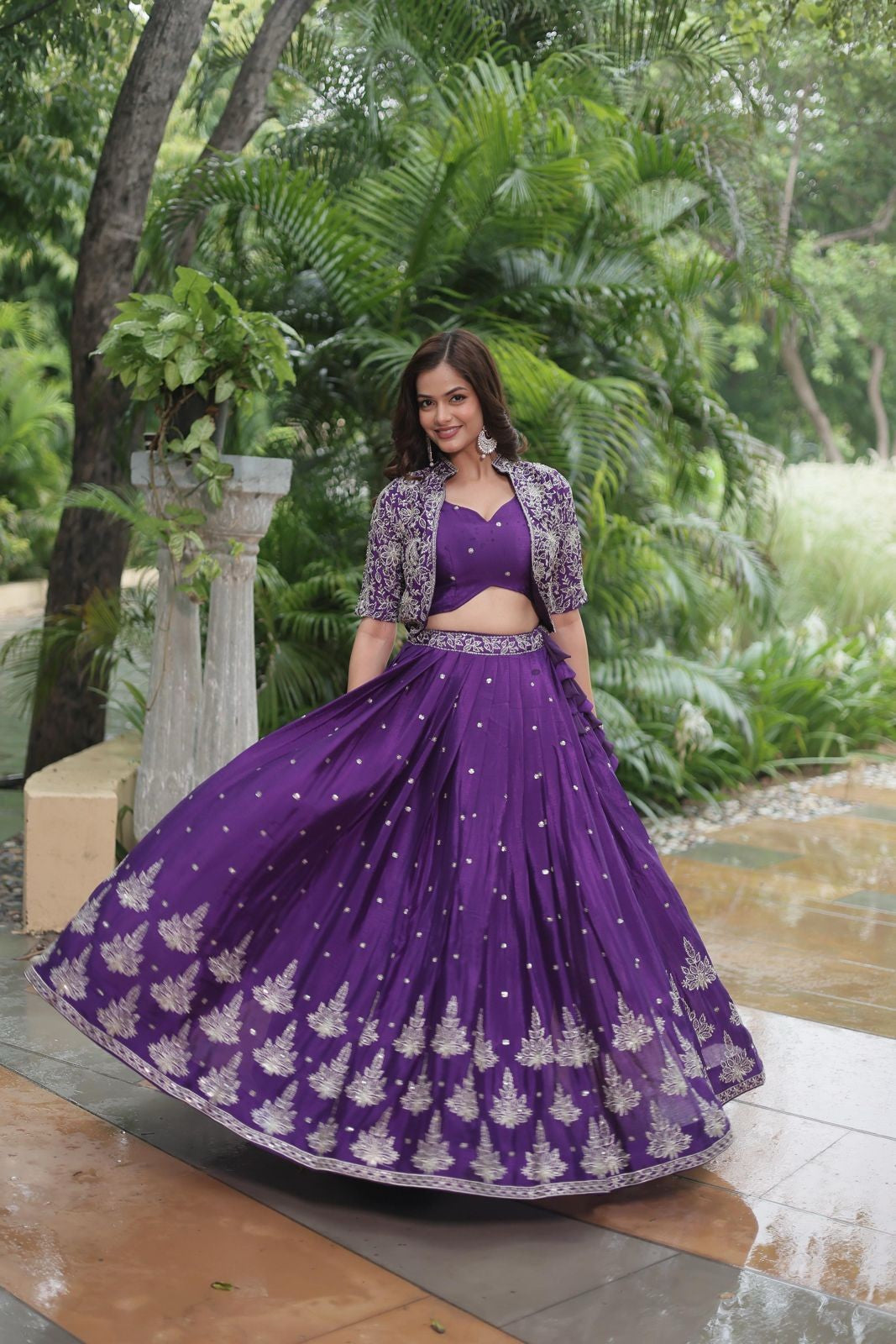 Purple lehenga choli with Koti Pure chinnon with Rich embroidered sequins work lehenga