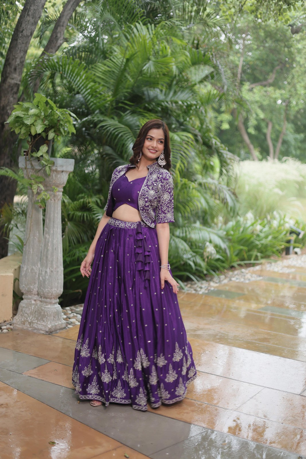 Purple lehenga choli with Koti Pure chinnon with Rich embroidered sequins work lehenga
