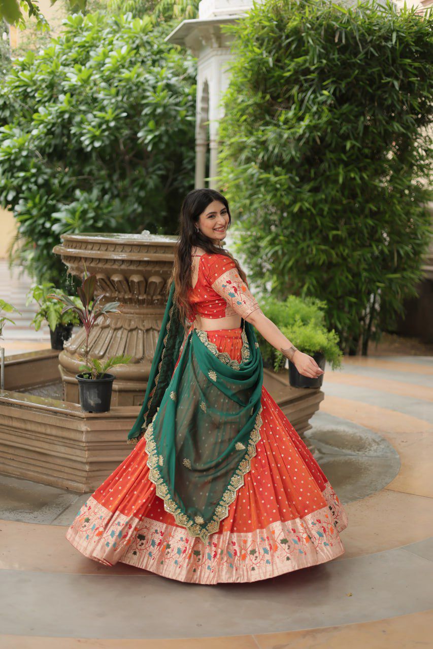 Cosmos Jacquard with Meena weaving lehenga choli with Dupatta