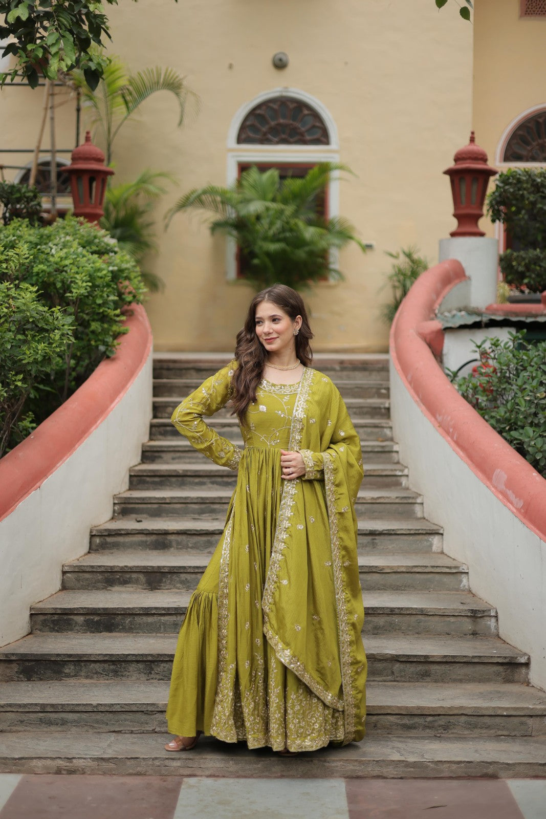 kurta set with Sharara Chinon with Sequins embroidered work Readymade kurta set