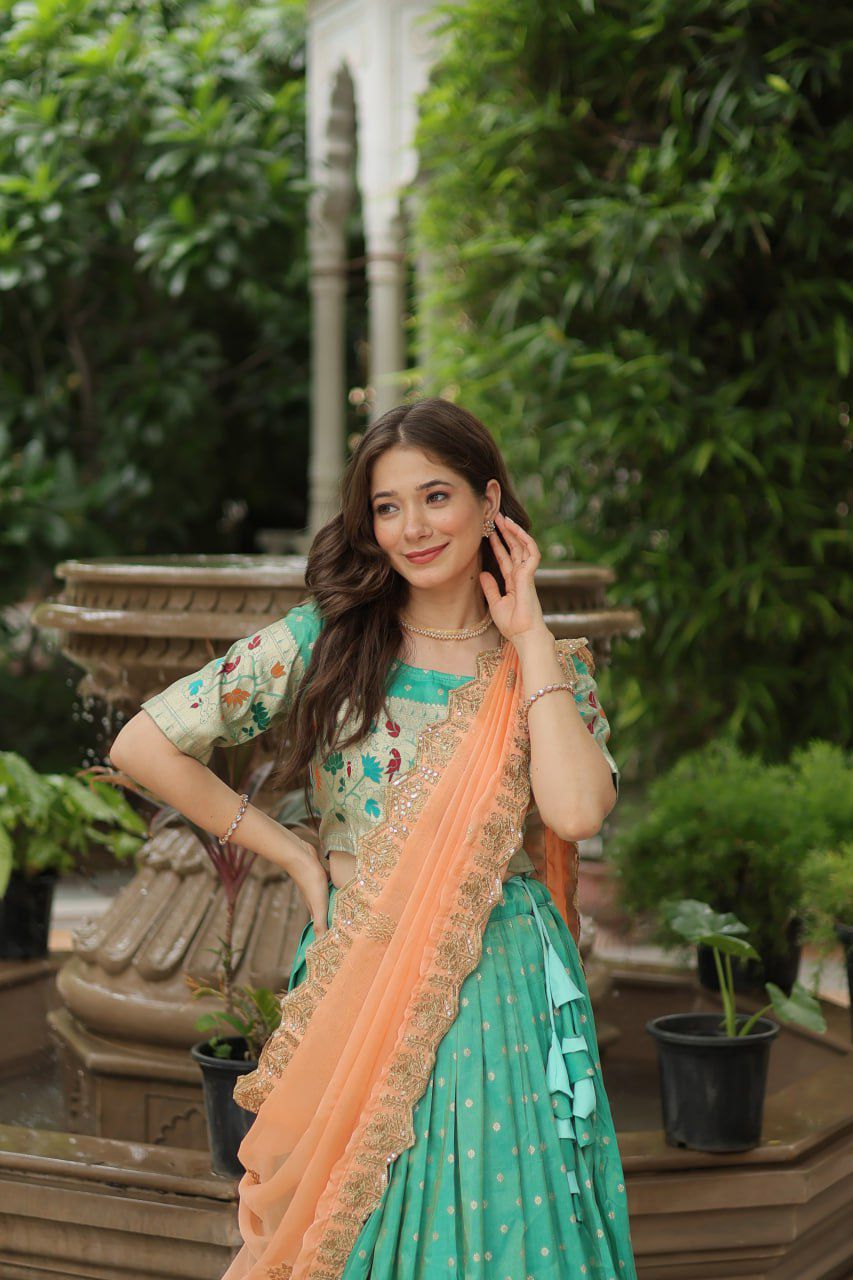 Cosmos Jacquard with Meena weaving lehenga choli with Dupatta