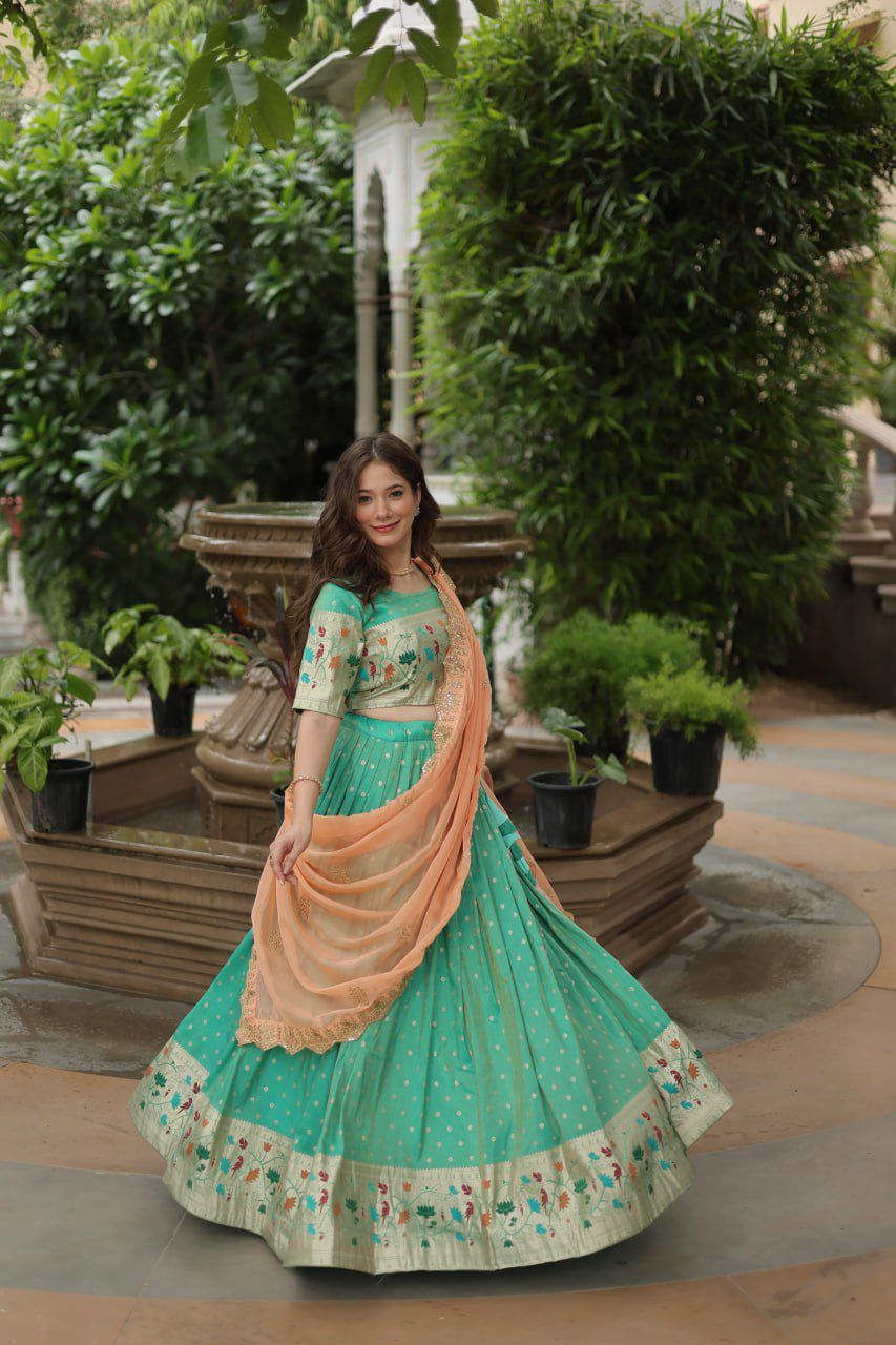 Cosmos Jacquard with Meena weaving lehenga choli with Dupatta