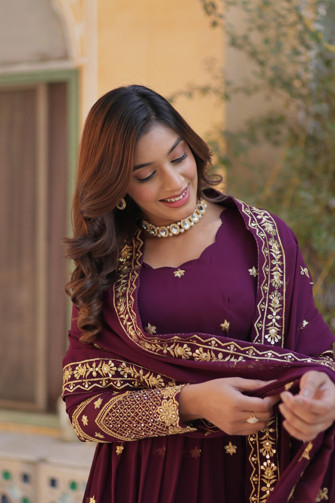 Readymade Sequins Anarkali dress Georgette with Zari embroidered Gown