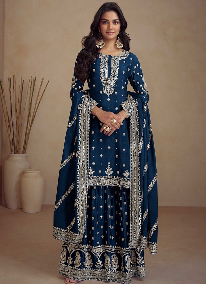 Pakistani Sharara Suit Jimmy Cho Fabric with Embroidered work Sharara Set for women