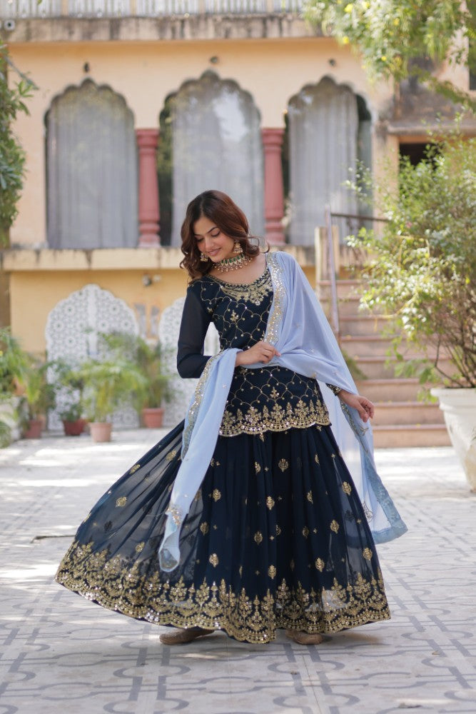 Palazzo Suit for women Georgette Fabric with Embroidered work Salwar Kameez Palazzo Set