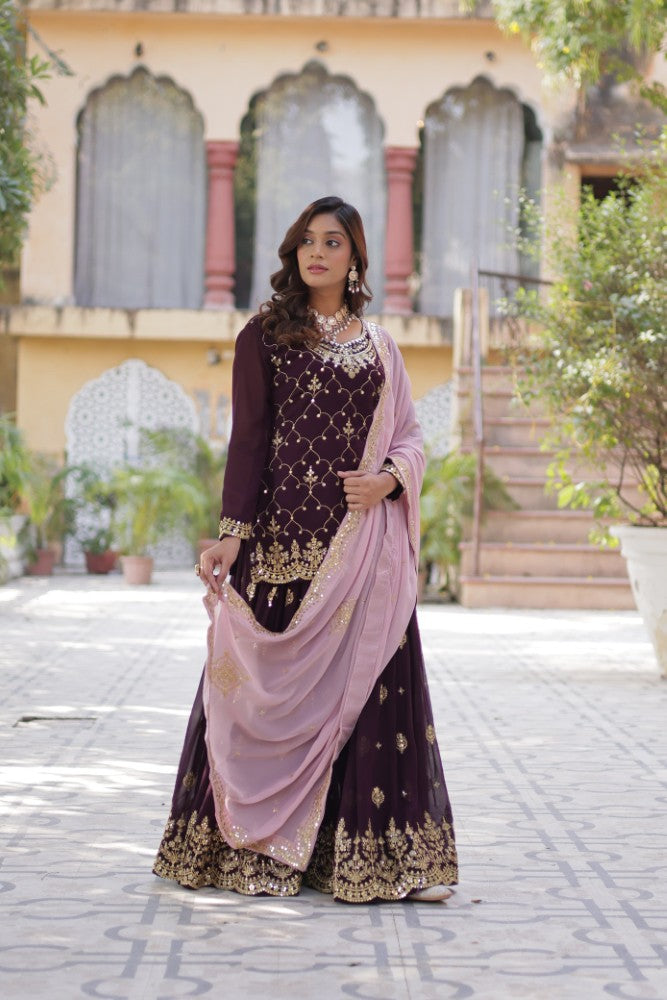 Palazzo Suit for women Georgette Fabric with Embroidered work Salwar Kameez Palazzo Set