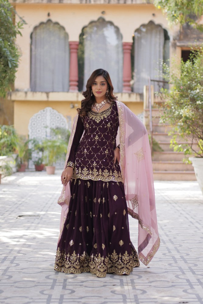 Palazzo Suit for women Georgette Fabric with Embroidered work Salwar Kameez Palazzo Set