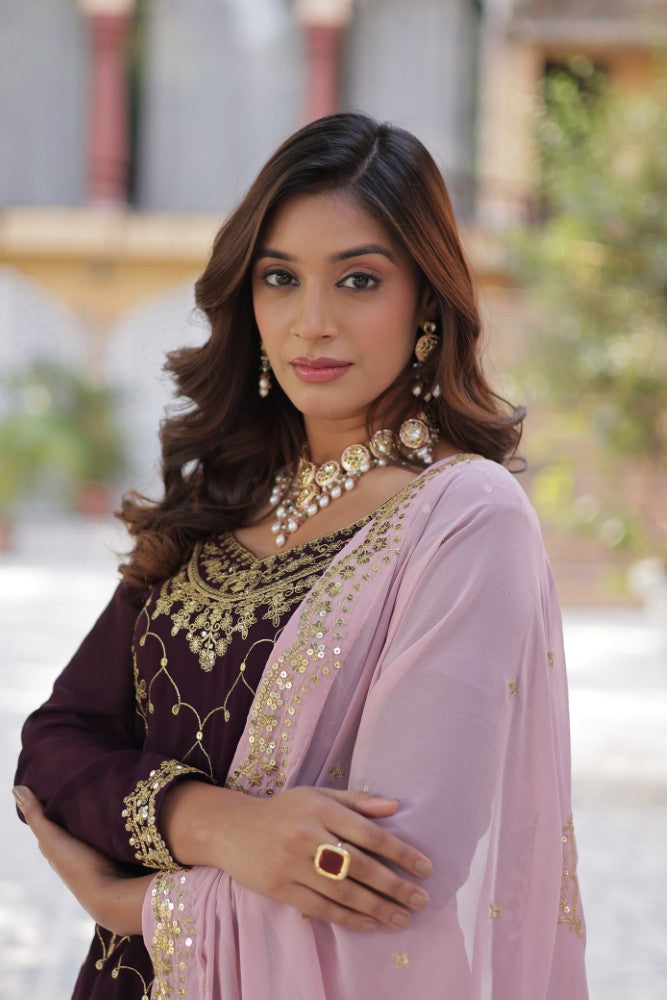 Palazzo Suit for women Georgette Fabric with Embroidered work Salwar Kameez Palazzo Set