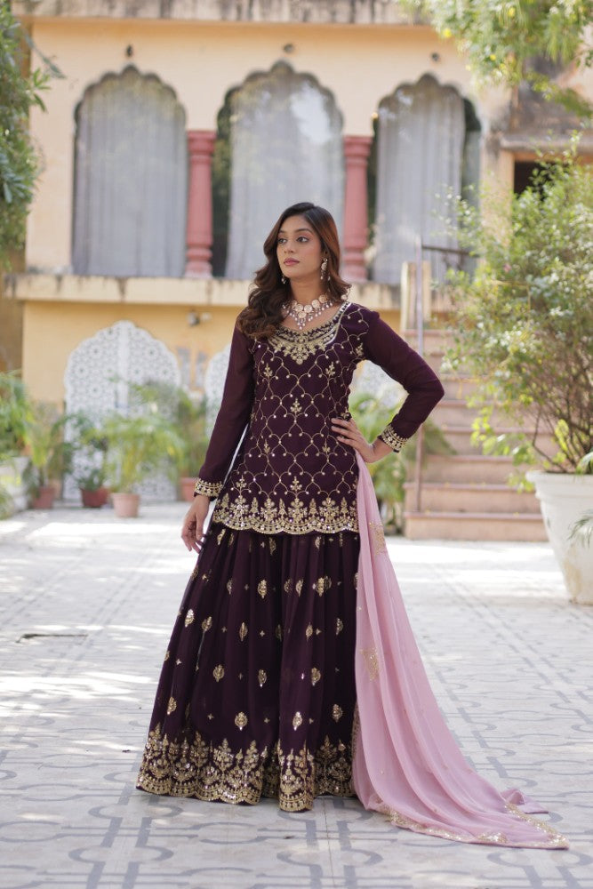 Palazzo Suit for women Georgette Fabric with Embroidered work Salwar Kameez Palazzo Set