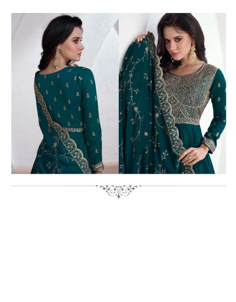 Pakistani Salwar Kameez Gown Vichitra Fabric with Embroidered work with Sequence