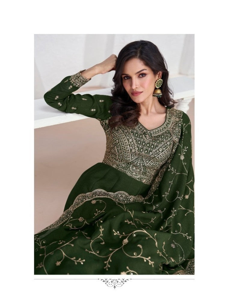 Pakistani Salwar Kameez Gown Vichitra Fabric with Embroidered work with Sequence