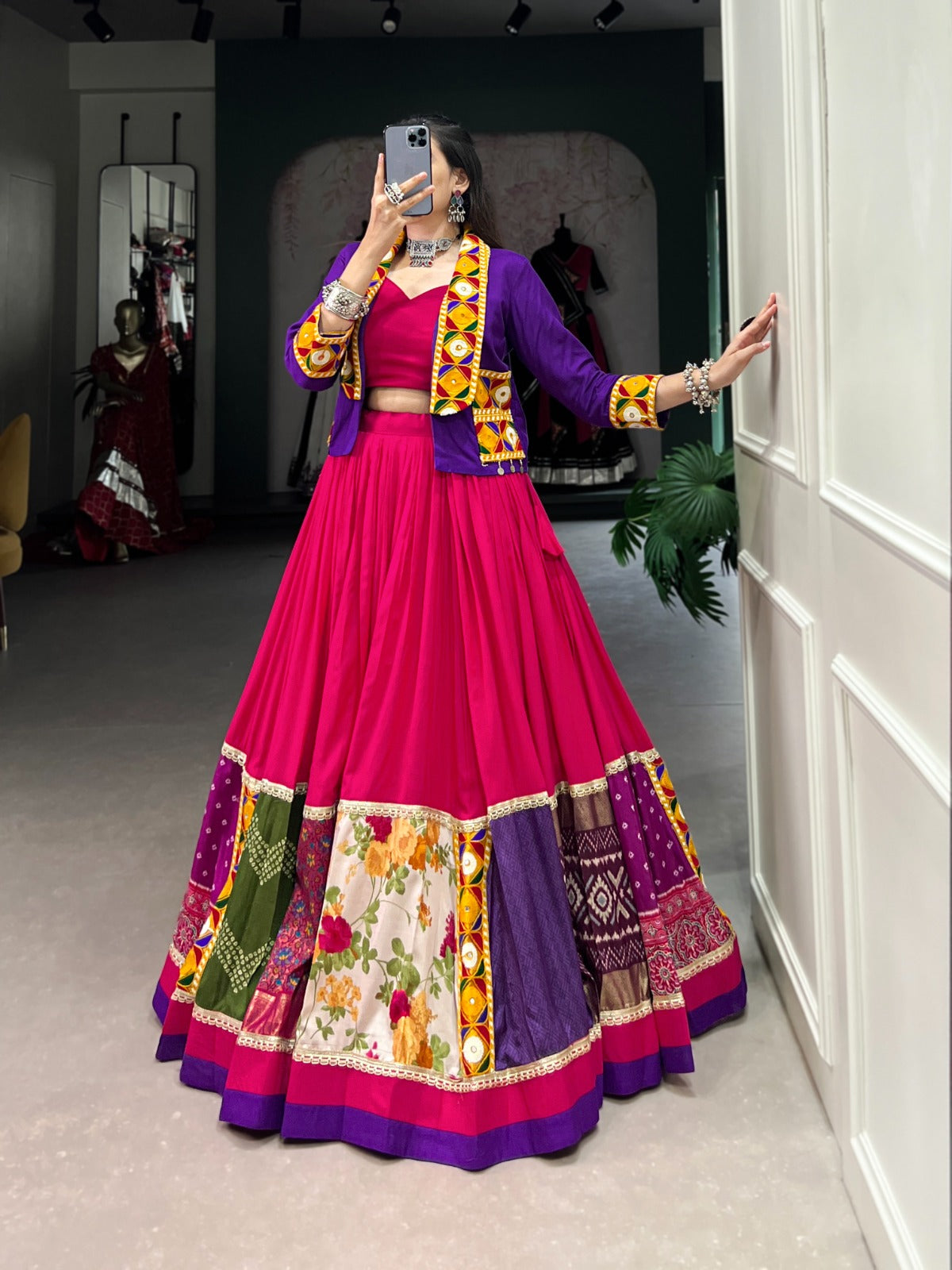 Pink Lehenga choli with koti Designer Ghagra choli Rayon silk lehenga with print work