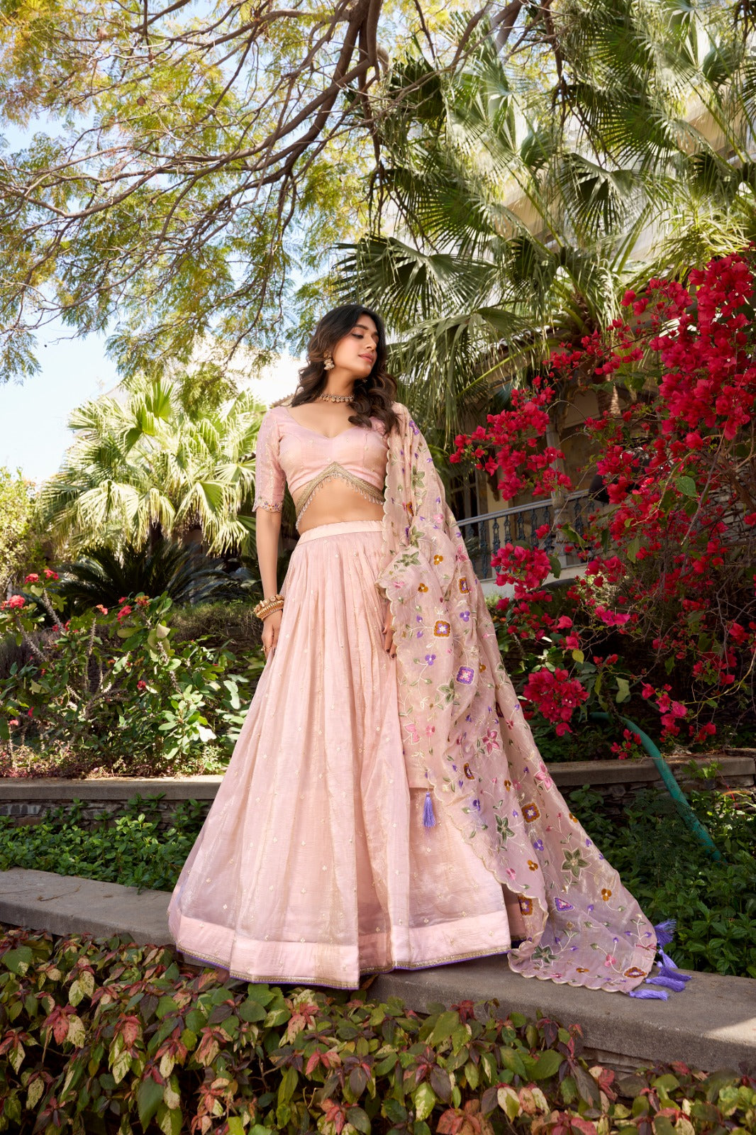 Designer Ghagra choli Gold crush Sequins with thread Embroidery work Lehenga choli