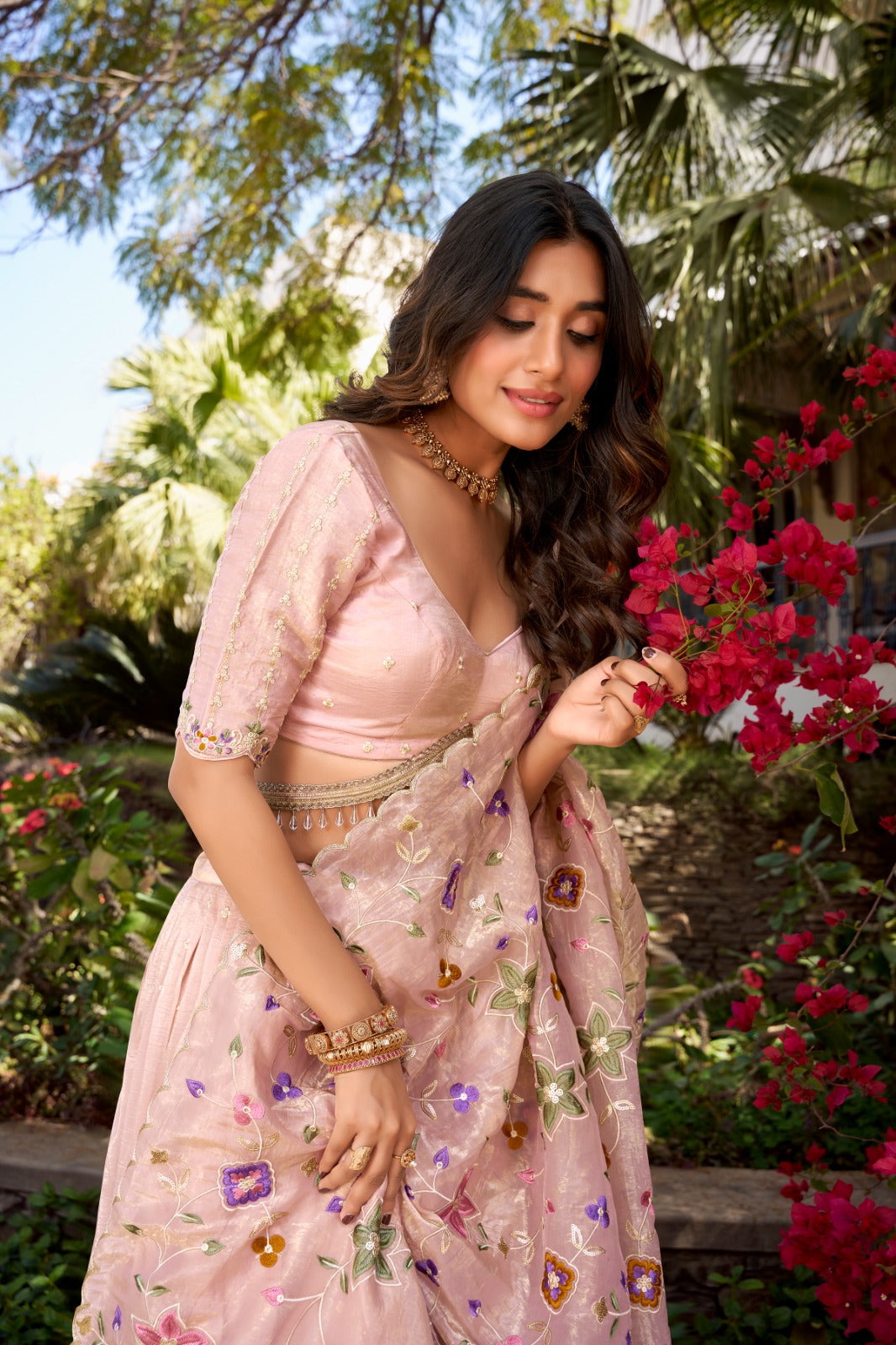 Designer Ghagra choli Gold crush Sequins with thread Embroidery work Lehenga choli