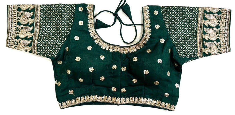 Women's wear blouse Embroidery with sequence work Cobra silk fabric Padded blouse