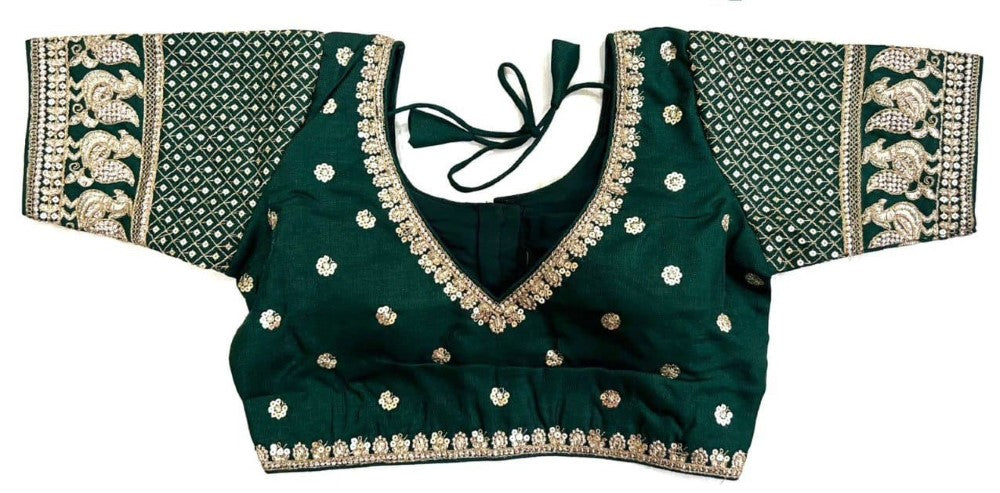 Women's wear blouse Embroidery with sequence work Cobra silk fabric Padded blouse