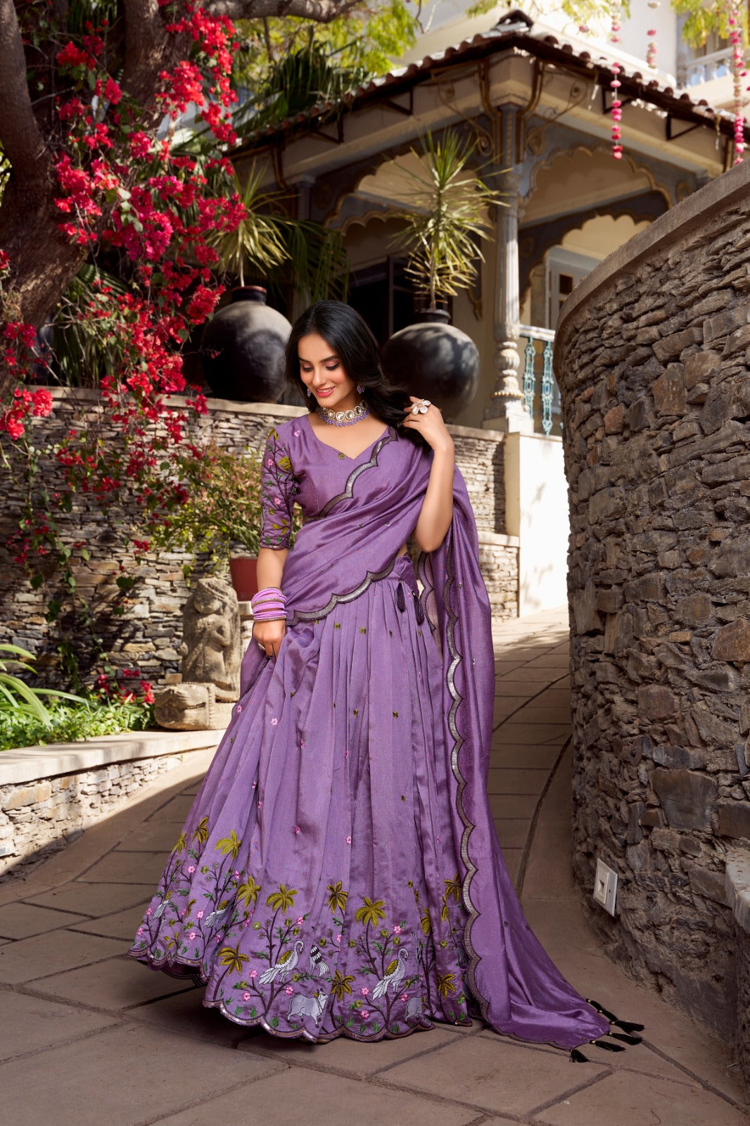 Lavender lehenga choli with Dupatta Vichitra shimmer fabric Sequence work Embroidered lehenga
