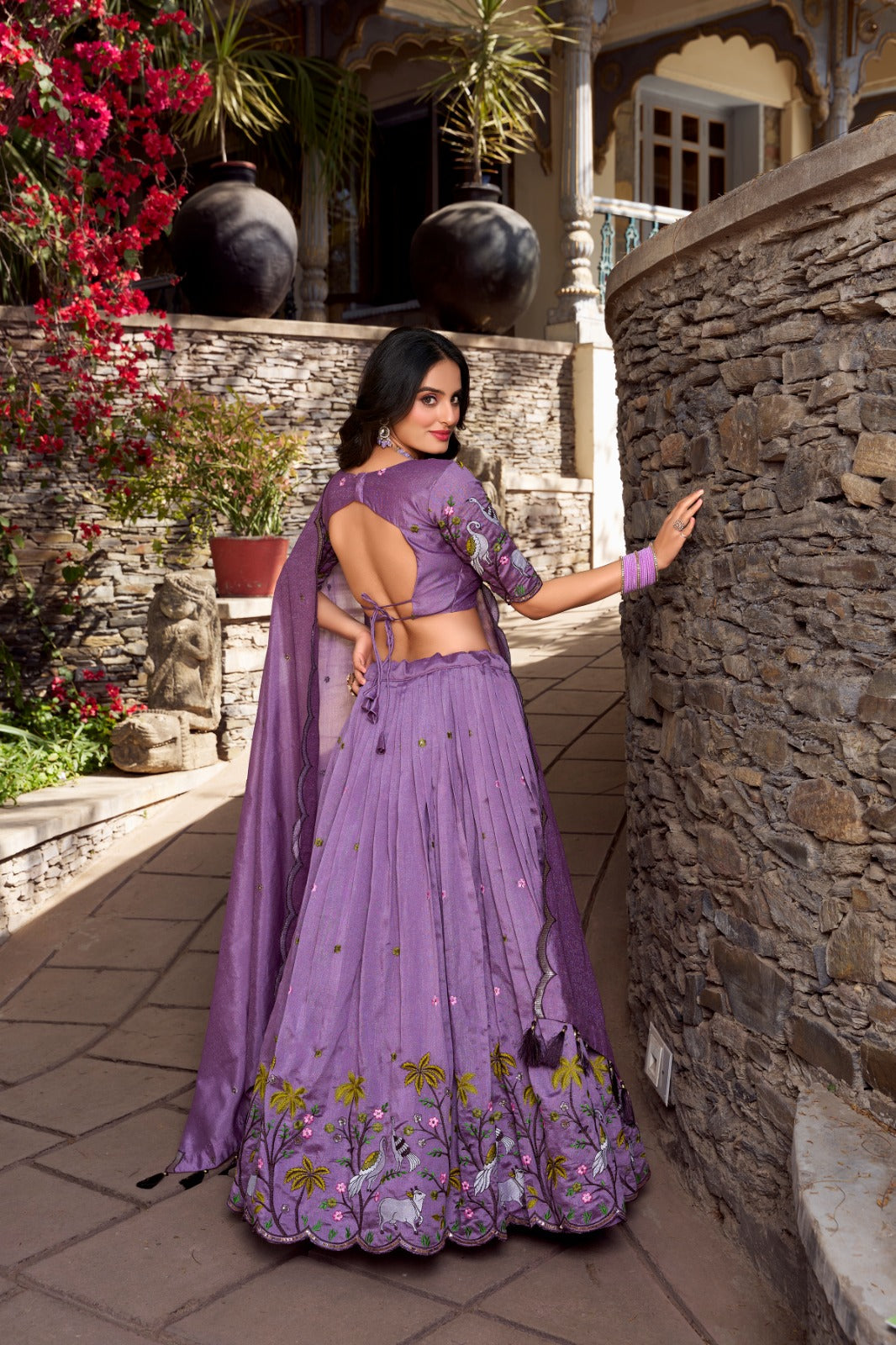 Lavender lehenga choli with Dupatta Vichitra shimmer fabric Sequence work Embroidered lehenga