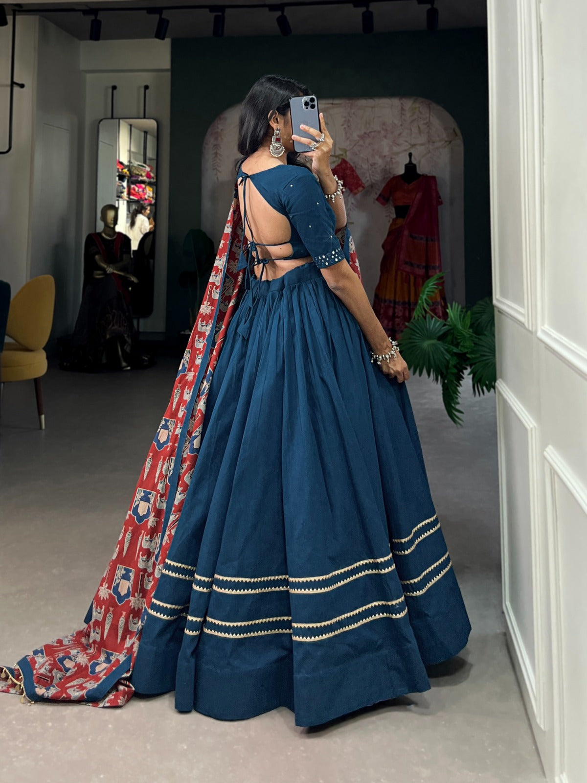 Pure Cotton Lehenga choli Gota patti work lehenga with purse Indian Ghagra choli with Dupatta