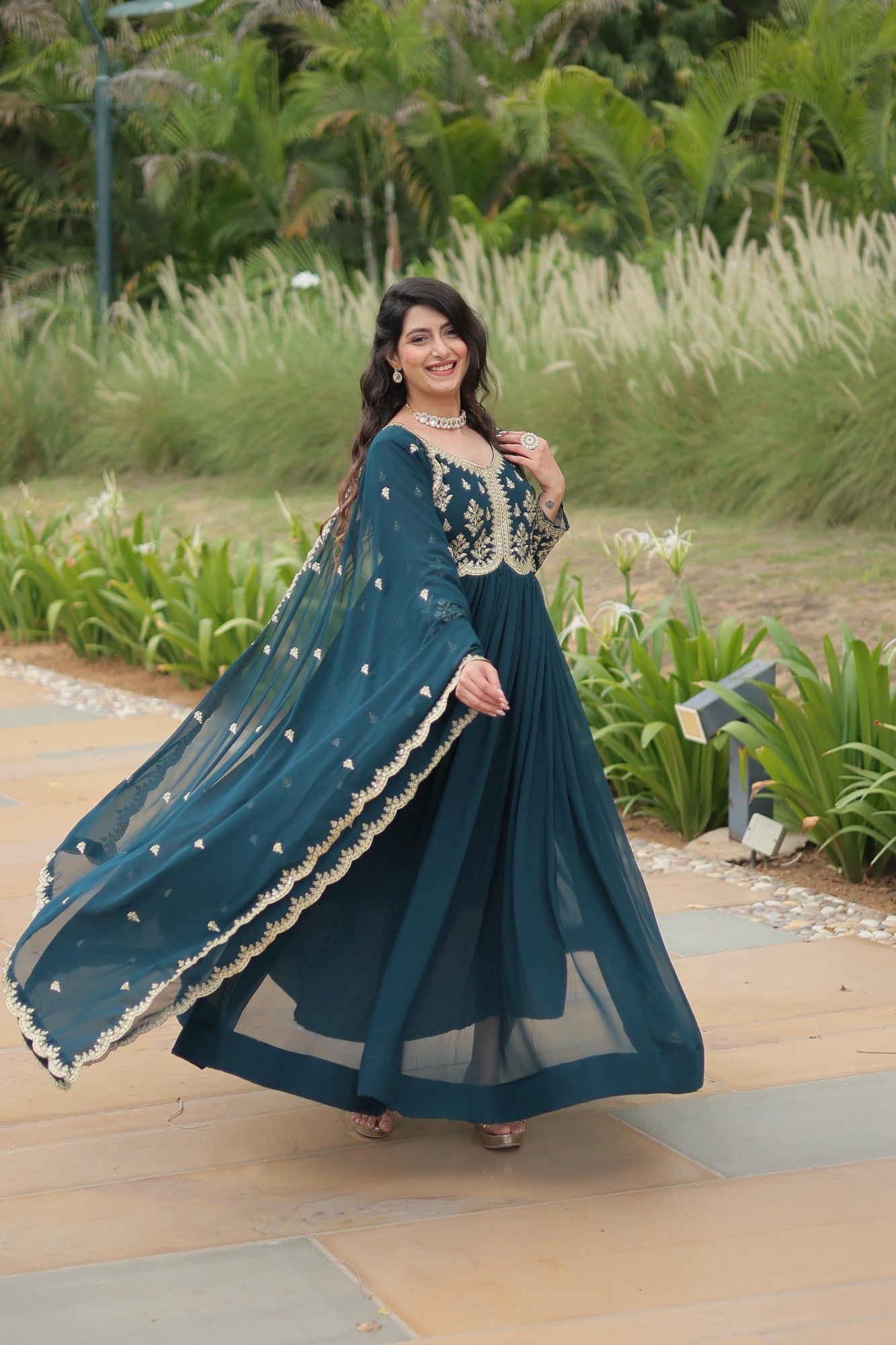 Readymade Gown for women Georgette Fabric with Embroidered work