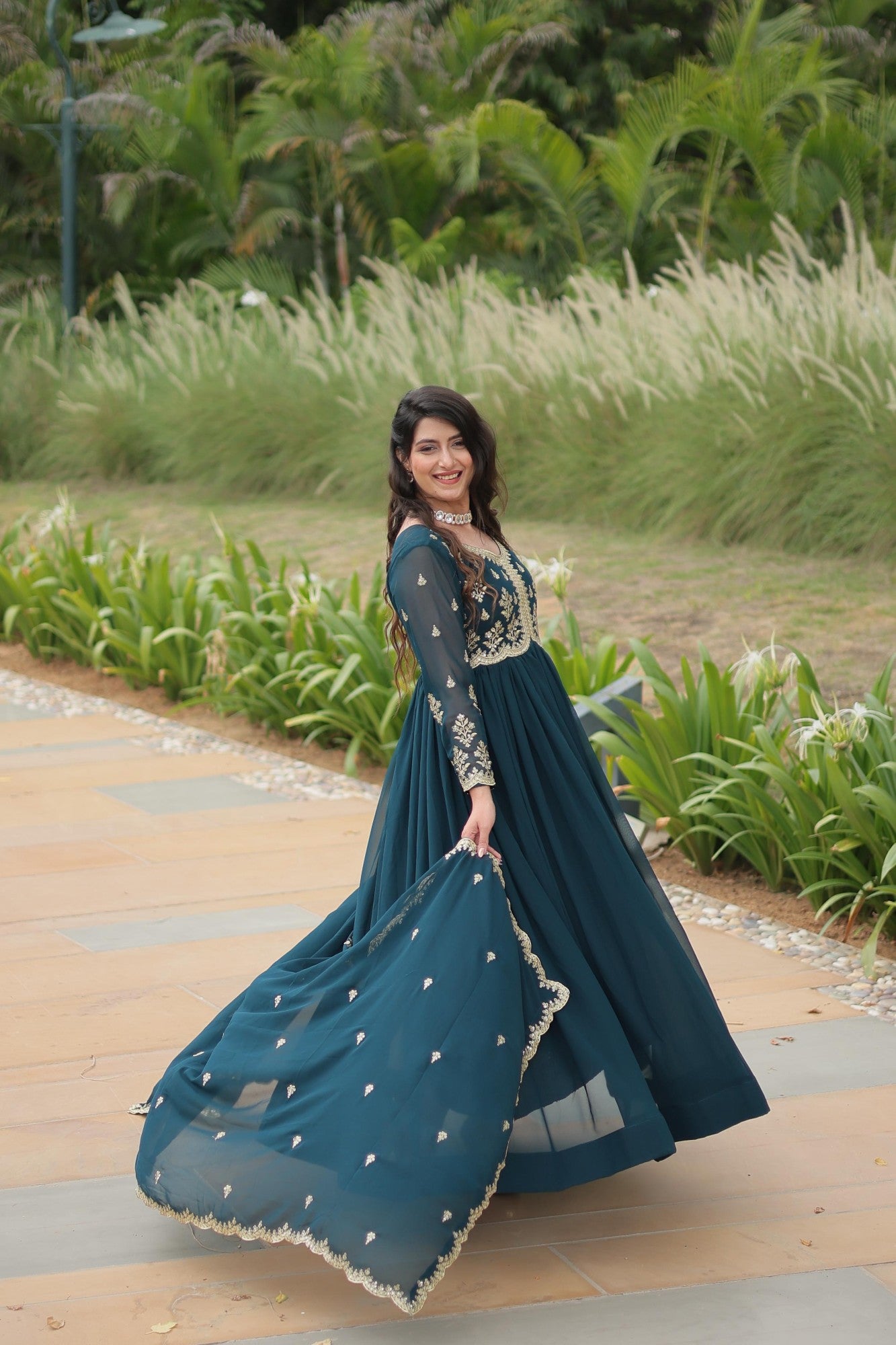 Readymade Gown for women Georgette Fabric with Embroidered work