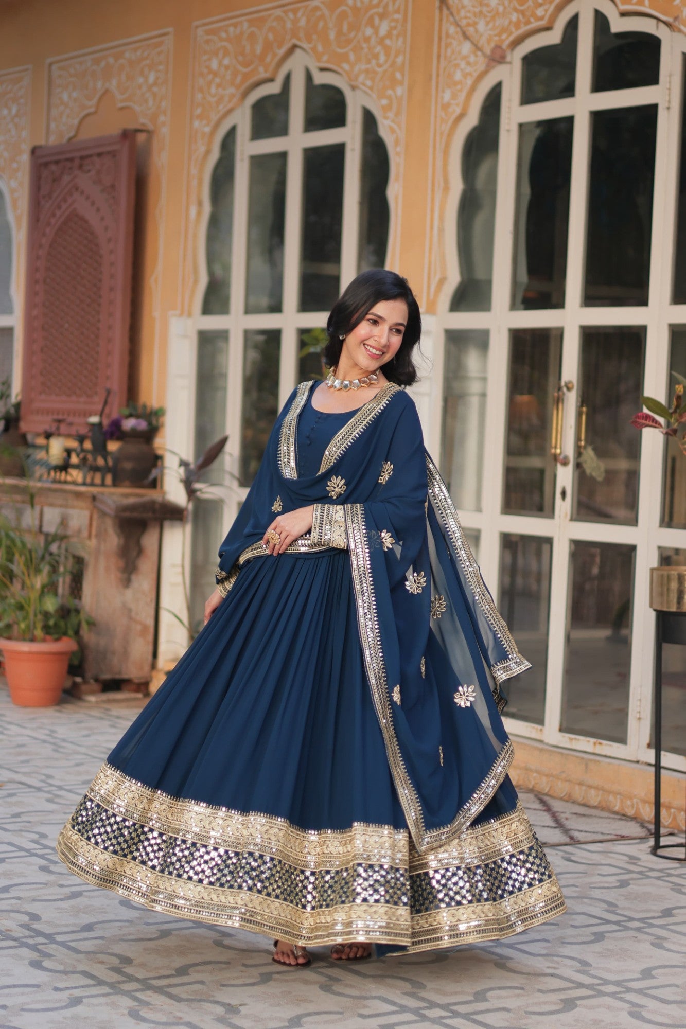 Readymade Gown with Dupatta Set Ethnic dress